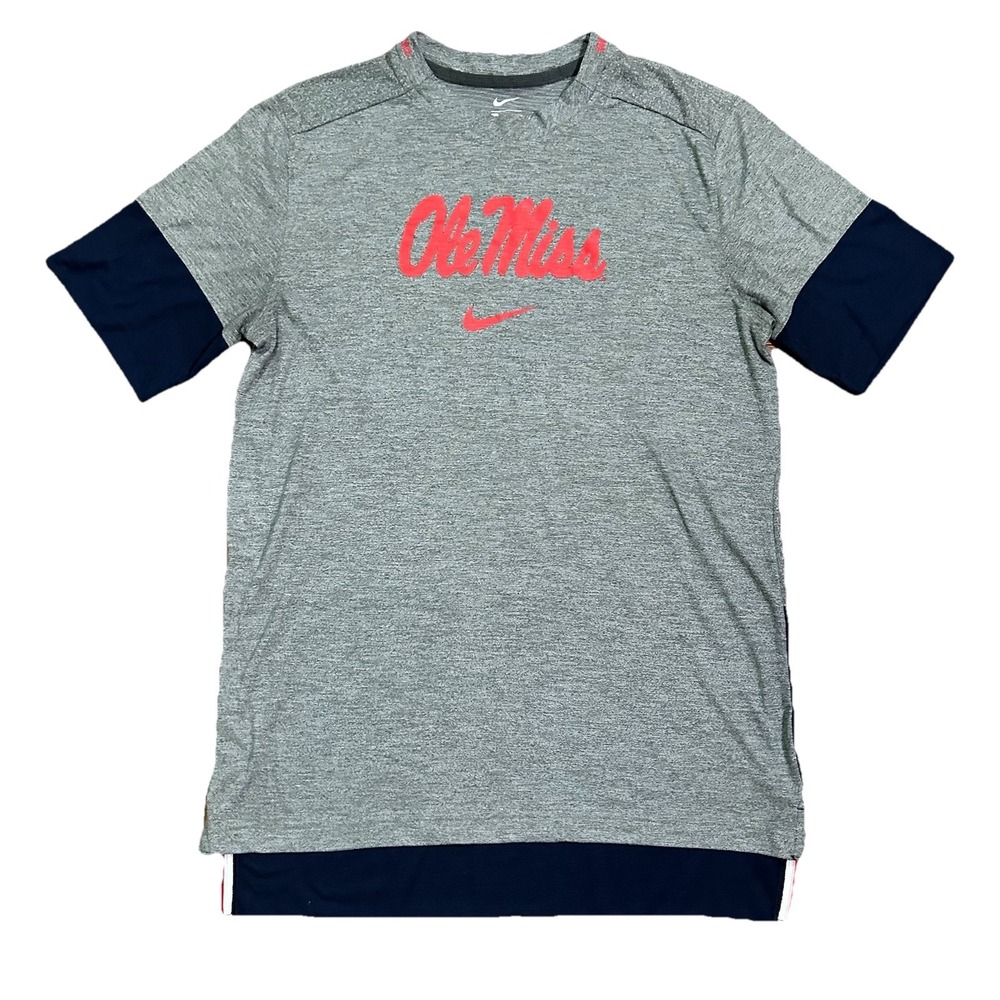 Nike Dri-Fit On Field Ole Miss Rebels Sz Medium M Performance Short Sleeve Shirt